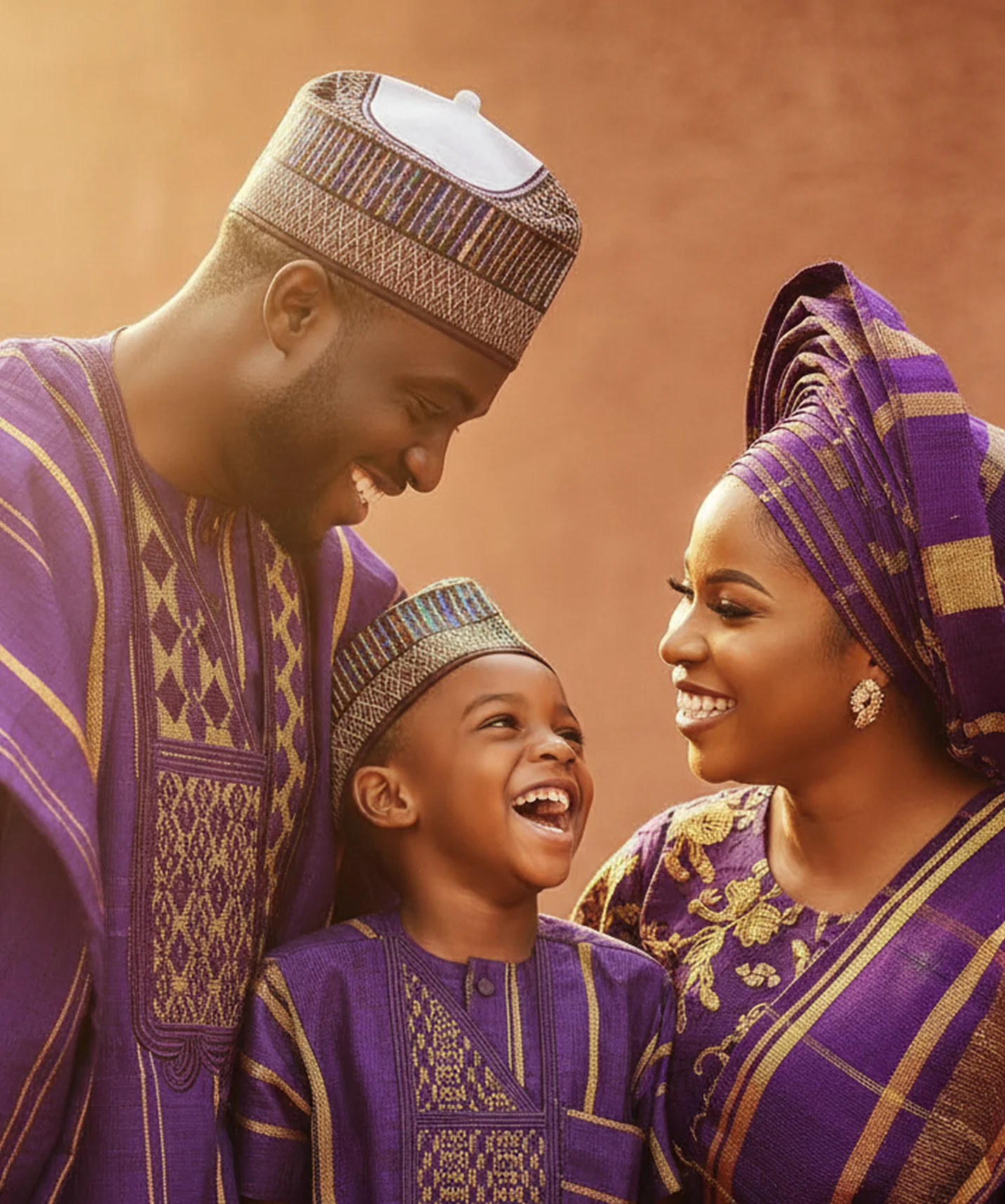 African family wearing coordinated traditional clothing